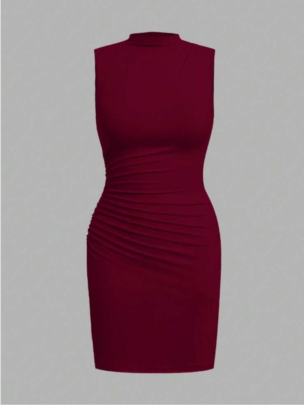 SHEIN Sleeveless Mock Neck Midi Dress - Burgundy